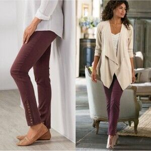 NEW XL P SOFT SURROUNDINGS STUDDED PURPLE PANTS JEGGINGS PETITE EXTRA LARGE NWT